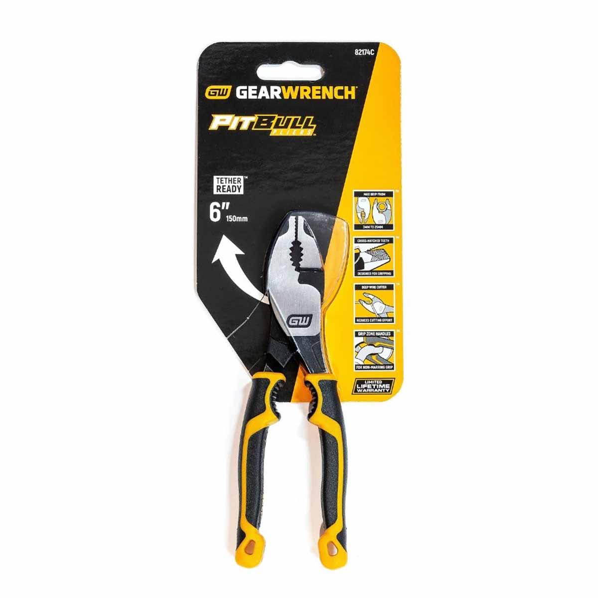 GearWrench 82174C 6" Pitbull Dual Material Slip Joint Pliers - 2