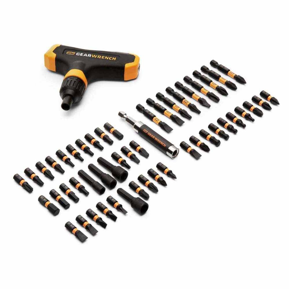 Gearwrench 83535 51 Piece 1/4" Hex Micro Bits Set with Ratcheting T-Handle