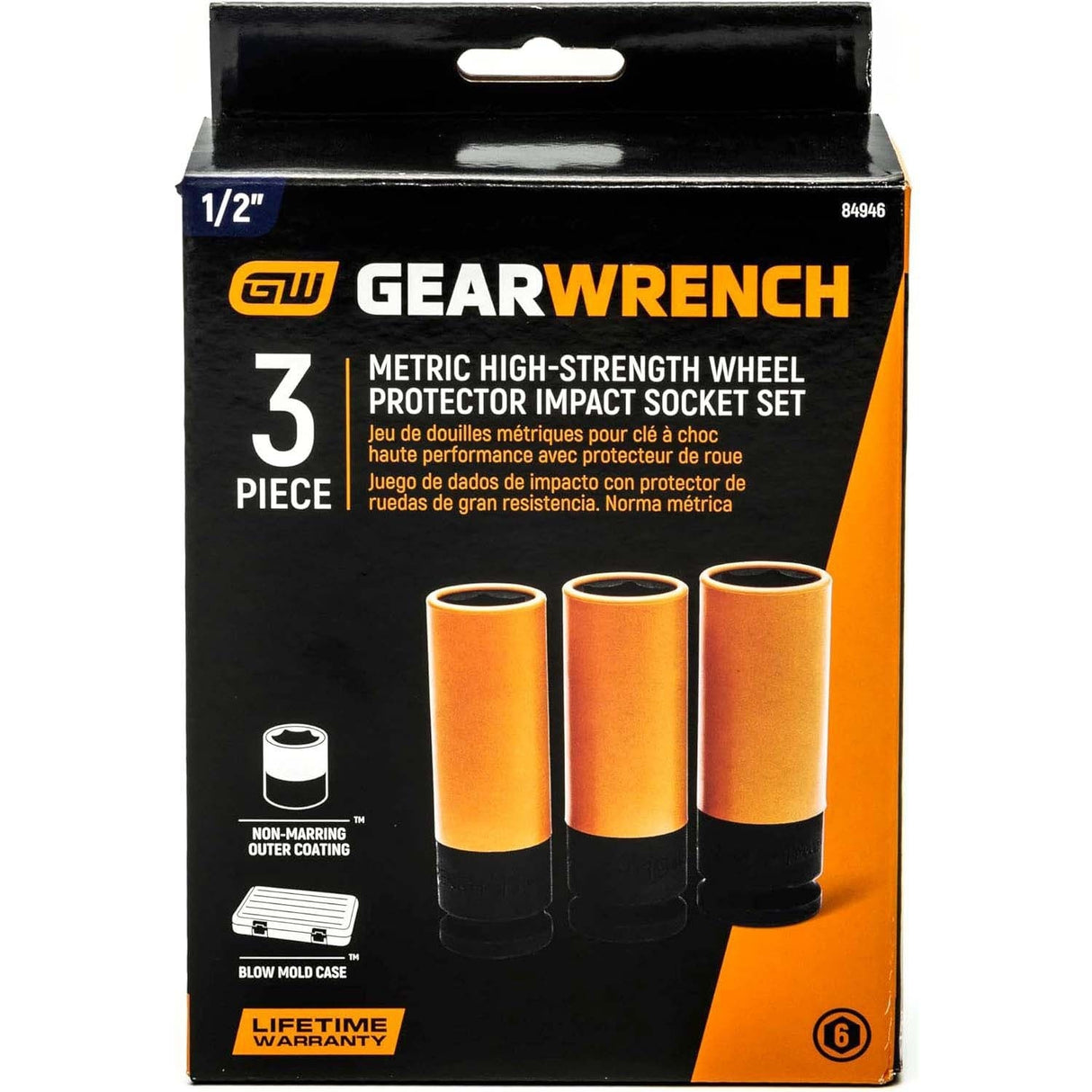 GearWrench 84946 3 Pc. 1/2" Drive High-Strength Wheel Protector Impact Metric Socket Set - 2