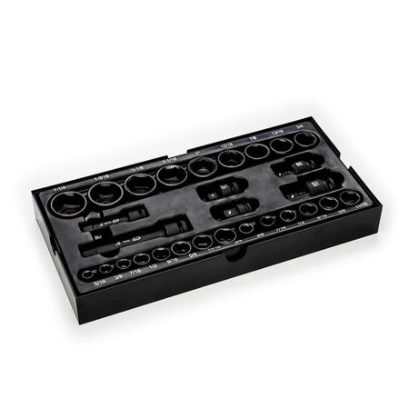 29-Piece SAE 3/8 in. and 1/2 in. Impact Socket Tray Set (29 Piece Set)