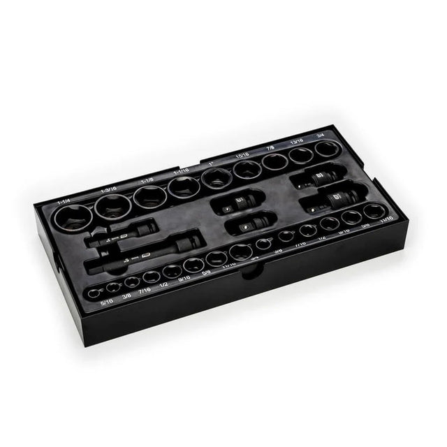 29-Piece SAE 3/8 in. and 1/2 in. Impact Socket Tray Set (29 Piece Set)