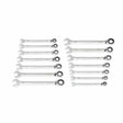 GearWrench 86660 14 Piece 90-Tooth 12 Point SAE Reversible Ratcheting Wrench Set