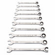 GearWrench 86958 10 Pc. 90-Tooth 12 Point SAE Combination Ratcheting Wrench Set