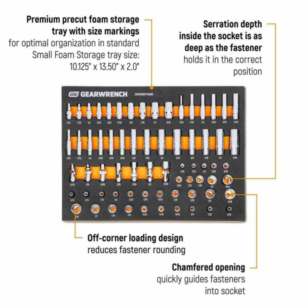 Gearwrench GWMSSKT14SAE 68 Piece 1/4” Dr Master SAE Socket Set in Foam Storage Tray - 2