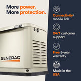 Generac 7043 22kW Air Cooled Guardian Series Home Standby Generator with 200-Amp Transfer Switch - 6