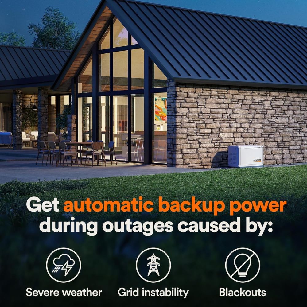 Generac 7225 14kW Air Cooled Guardian Series Home Standby Generator with 200-Amp Transfer Switch - 2