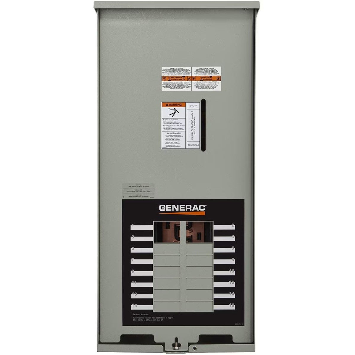 Generac 7321 10kW Air-Cooled Dual Fuel Home Standby Generator 459cc 240V 1PH 28.8 x 48.6 x 45.1" with 100A 16-Circuit Transfer Switch (1 Kit) - 2