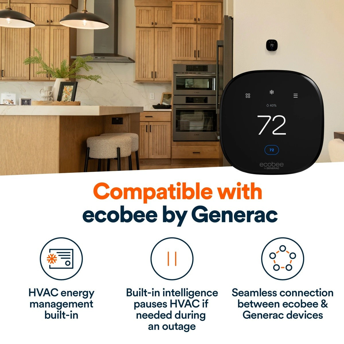 Generac 7328 26kW 240V 1-Phase Standby Generator with 200A Transfer Switch and Cellular Connectivity 46.4" x 26.3" x 30.7" - 3