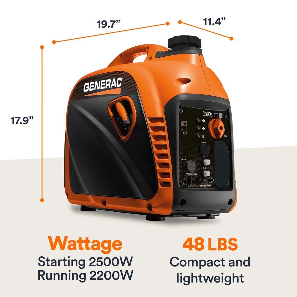 Generac G0082511 Portable Inverter Generator, 2500i with COsense 50ST - 4