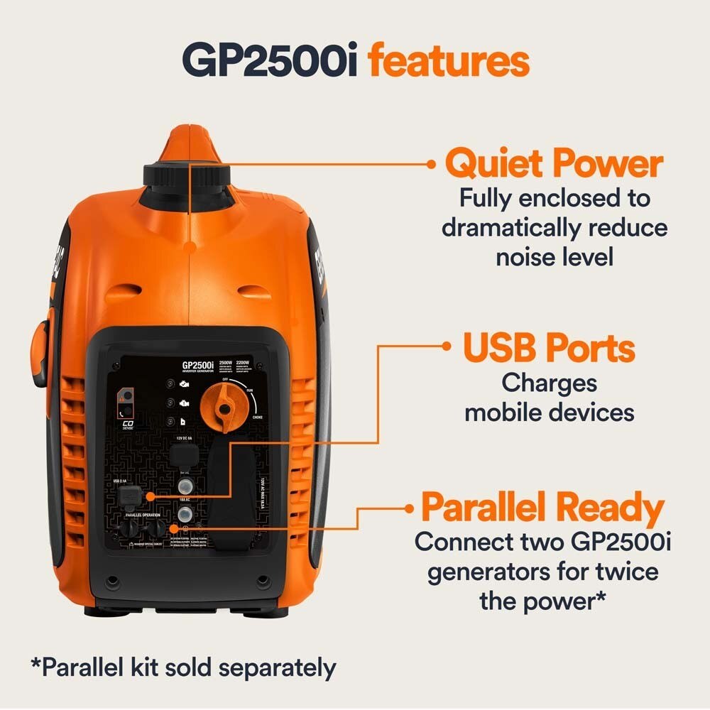 Generac G0082511 Portable Inverter Generator, 2500i with COsense 50ST - 5