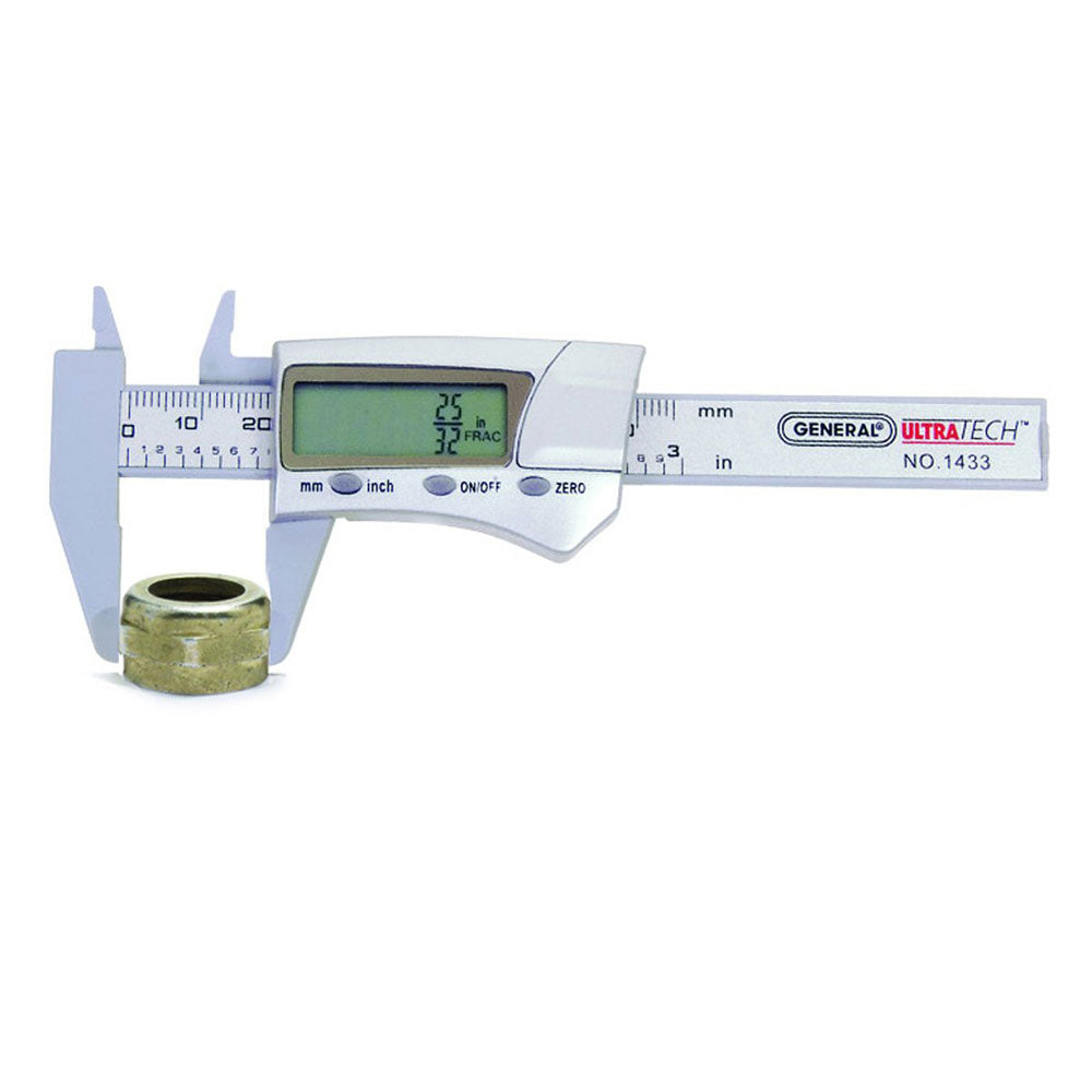 General Tool 1433 3" Fraction Plus Digital Fractional Caliper, Carbon Fiber - 2