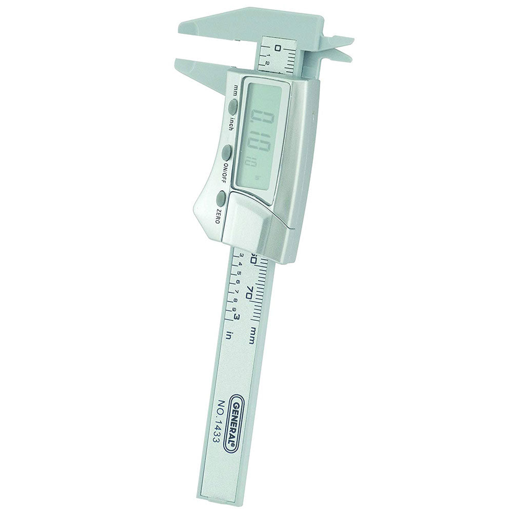 General Tool 1433 3" Fraction Plus Digital Fractional Caliper, Carbon Fiber - 4