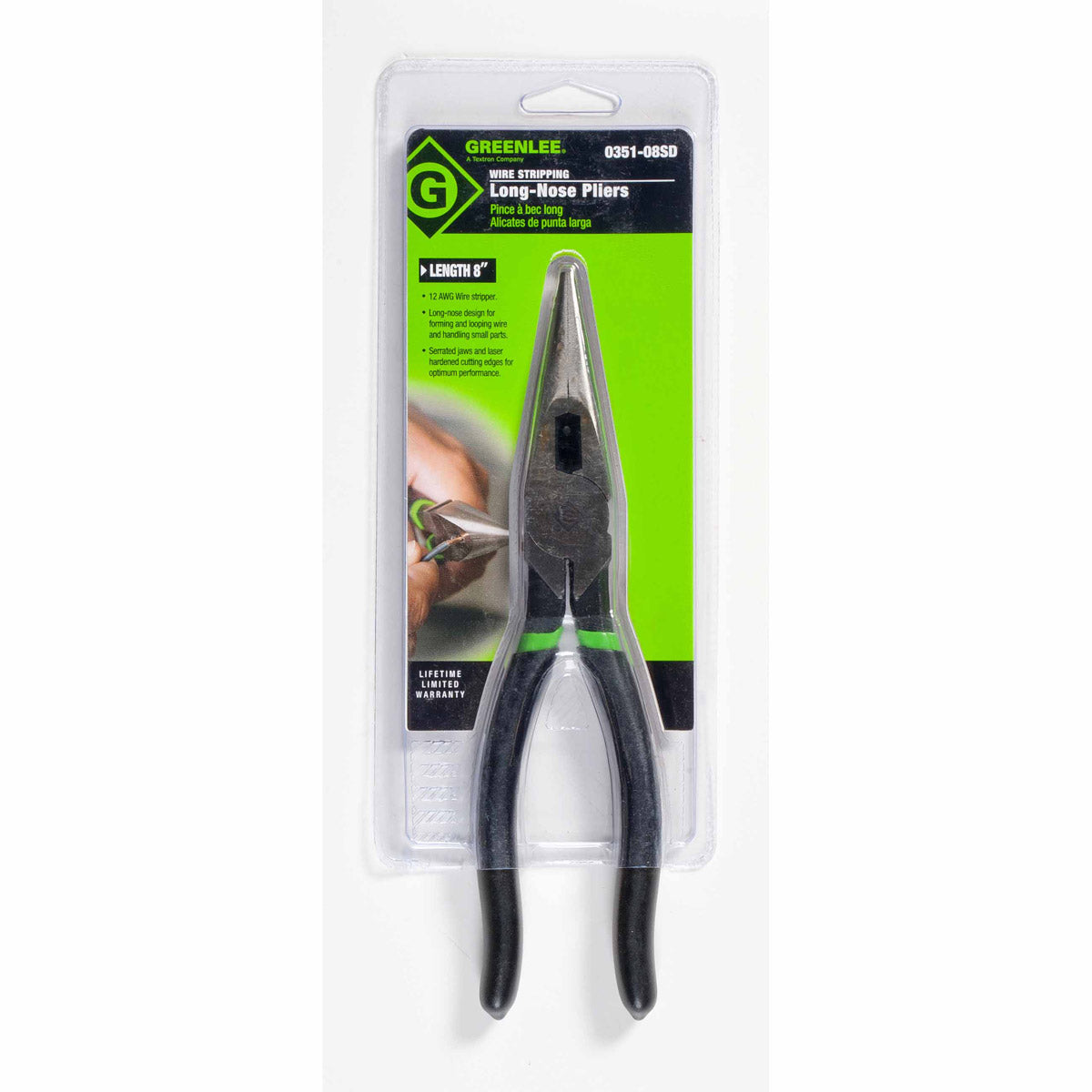 Greenlee 0351-08SD 8" Long Nose Dipped Grip Pliers - 2