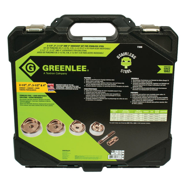 Greenlee 7308 Punches And Dies Kit For 2-1/2", 3" ,3-1/2 & 4" Conduit