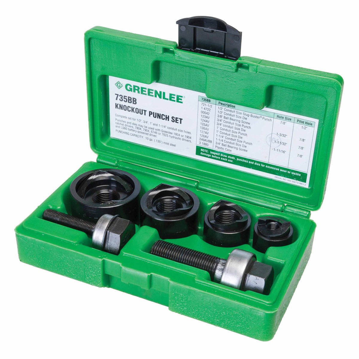 Greenlee 735BB Knockout Punch Kit, 1/2" to 1-1/4" - 3