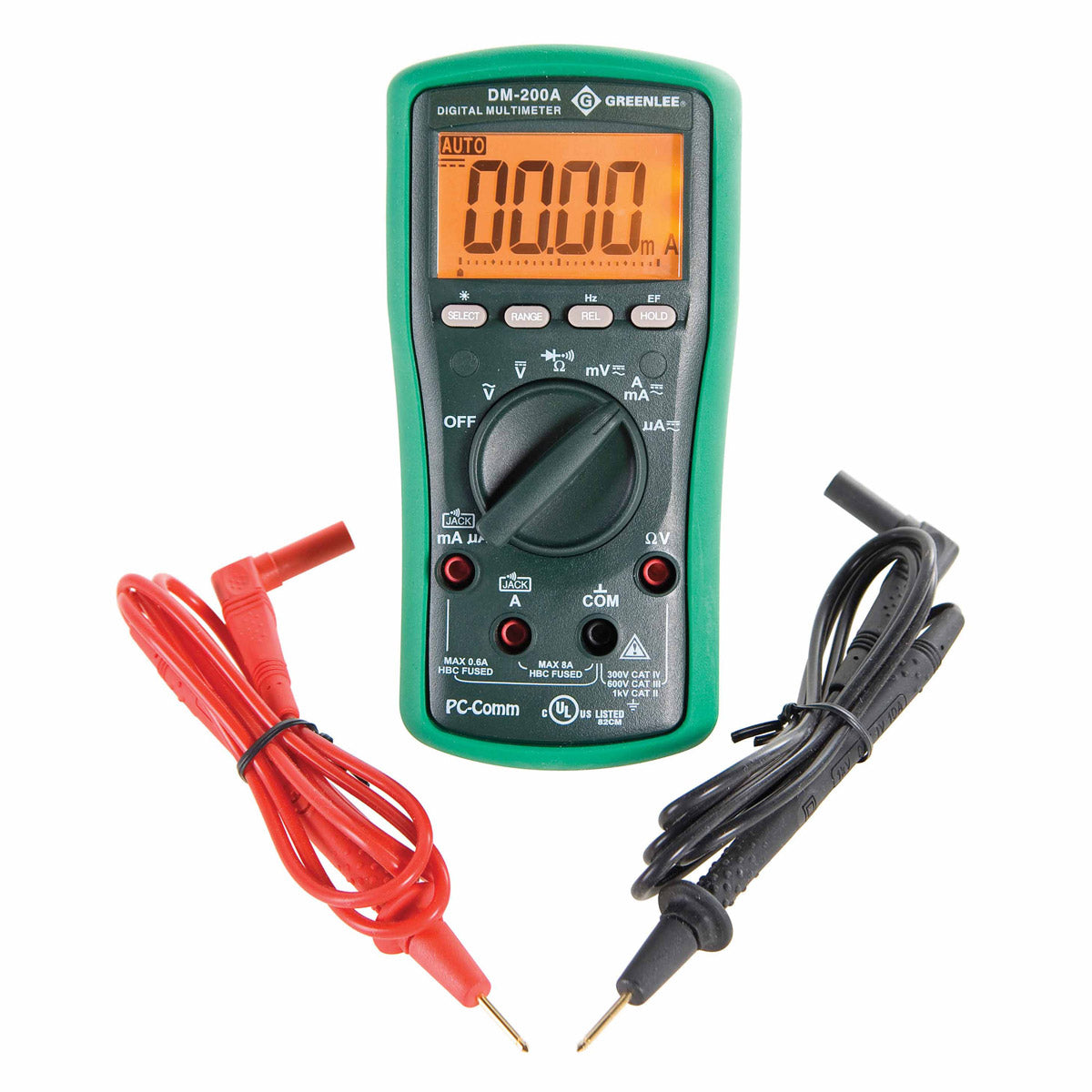 Greenlee DM-200A 6,000-Count Digital Multimeter, 1000V, 8A (DM-200A) - 7