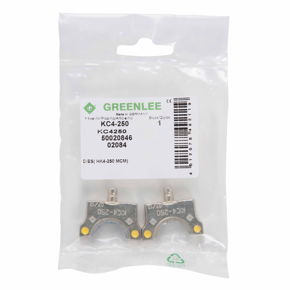 Greenlee KC4-250 DIE SET, 250 MCM - 2