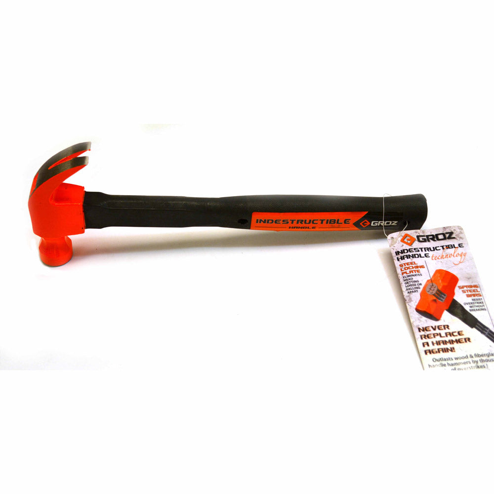 Groz 34535 Indestructible Handle Claw Hammer, 16 Oz, 13" Handle