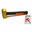 Groz 34702 Indestructible Handle Brass Head Striking Hammer, 4Lb, 12"