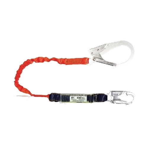 Guardian 11902 6' Tiger Tail Single Leg Stretch Lanyard With Rebar Hook