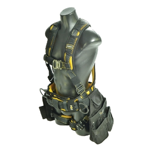 Guardian 21067 Cyclone HUV Construction Harness XXL, Black-Yellow, Pass-Thru Chest, TB Leg/Waist