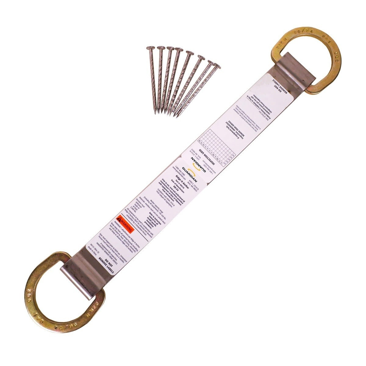 Guardian 00510 18 in Double D-Ring Ridge-It Roof Anchor with Spiral Nails (Includes 8 Nails) - 3