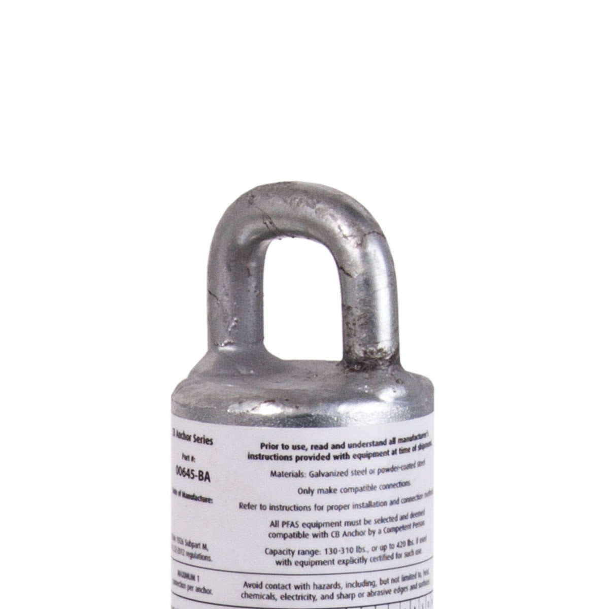 Guardian 00645 CB-12 12 in. Galvanized Steel Roof Anchor Post for Fall Arrest and Horizontal Lifelines (1 Each) - 2
