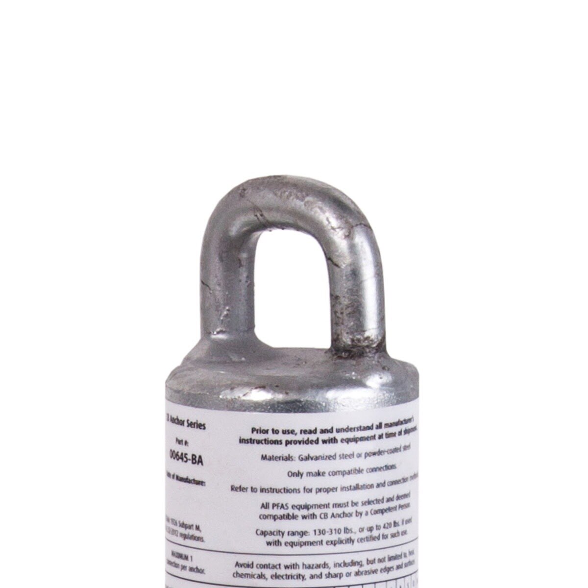 Guardian 00645 CB-12 12 in. Galvanized Steel Roof Anchor Post for Fall Arrest and Horizontal Lifelines (1 Each) - 2