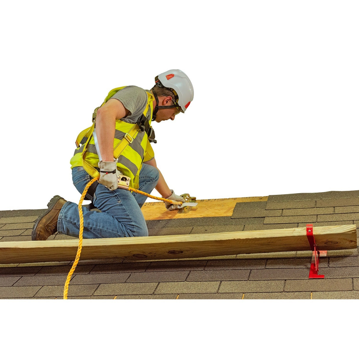 Guardian 00815 Rooftop Safety Kit with 50 ft Vertical Lifeline Assembly Full Body Harness and Reusable Temper Roof Anchor (1 Kit) - 7