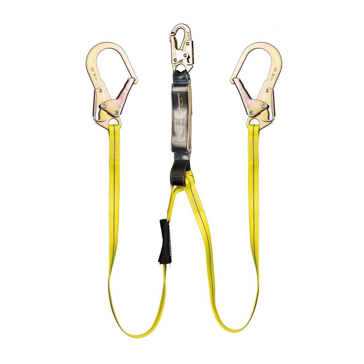 Guardian 01218 4 ft Dual Leg Shock Absorbing Lanyard with Rebar Hook End