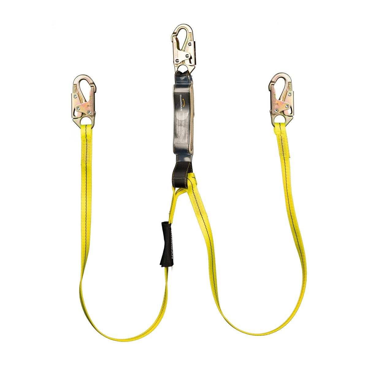 Guardian 01230 6 ft Dual Leg External Shock Absorbing Lanyard with Steel Snap Hooks