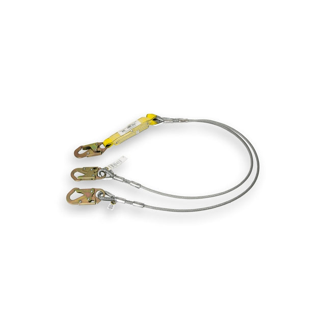 Guardian 01241 6 ft Double Leg Cable Lanyard with Shock Absorber and Steel Snap Hooks (1 Each)