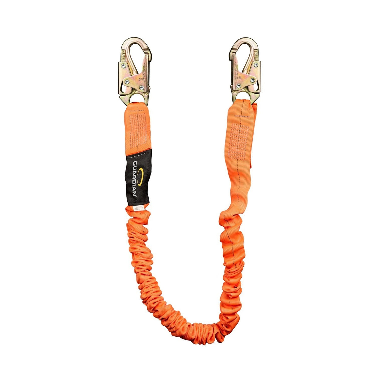 Guardian 01295 4.5 ft to 6 ft Single Leg Stretch Shock Absorbing Lanyard with Steel Snap Hooks