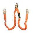 Guardian 01296 4.5 ft to 6 ft Dual Leg Internal Shock Absorbing Stretch Lanyard with Steel Snap Hooks