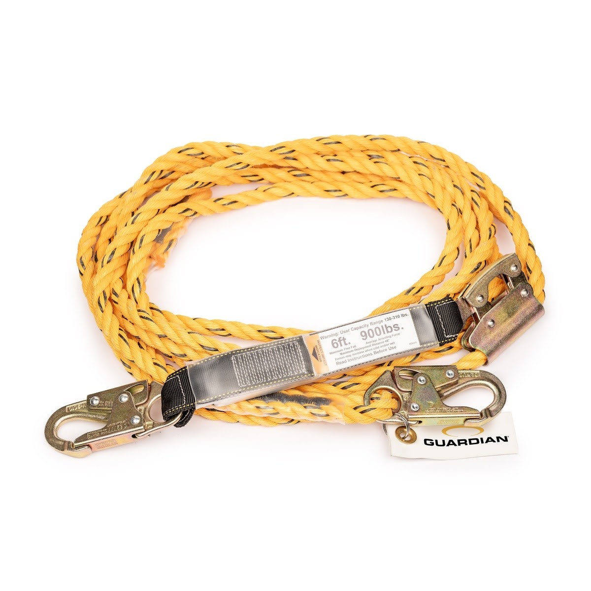 Guardian 01315 30 ft Poly Steel Rope Vertical Lifeline Assembly with Shock Absorber and Positioning Device (1 Each)