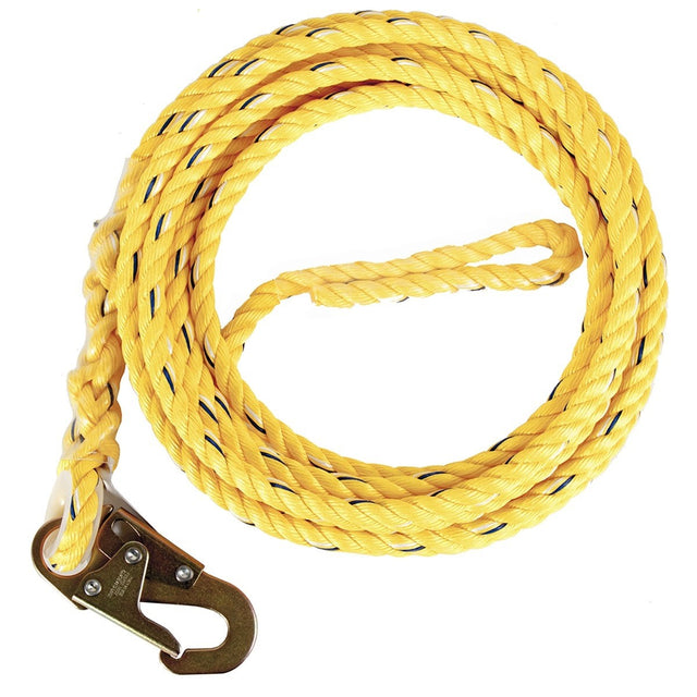 Guardian 01340 50 ft Poly Steel Vertical Lifeline Rope with Steel Snap Hook End