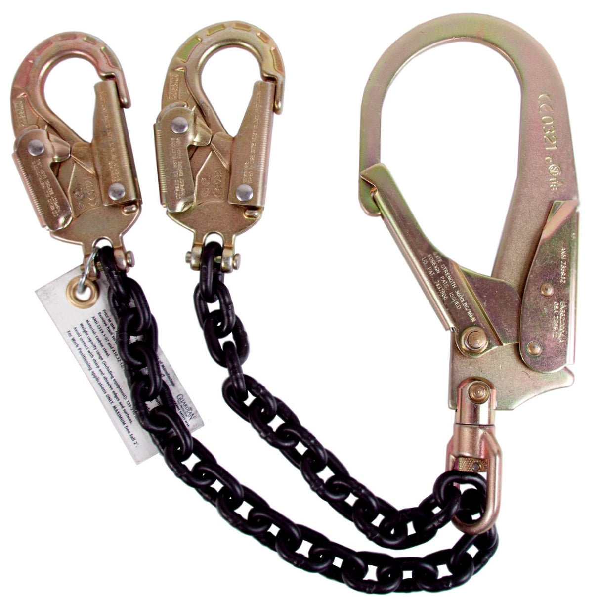 Guardian 01608 Grade 80 Chain Positioning Lanyard with Steel Rebar and Clevis Snap Hooks