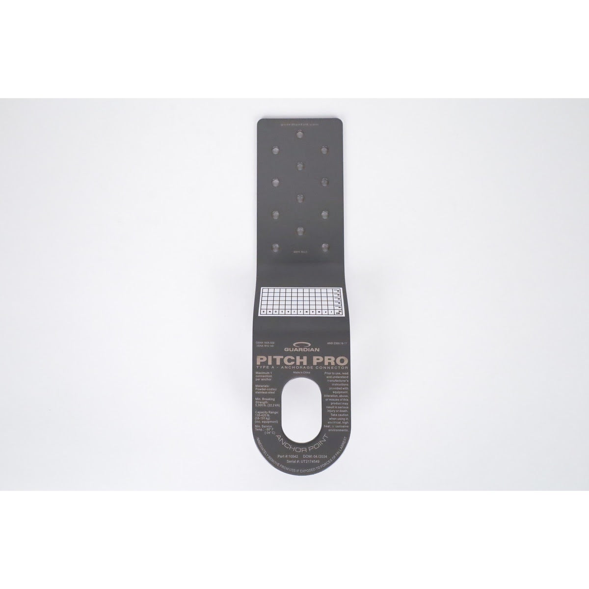 Guardian 10542 Pitch Pro 10.25 in Slotted Roof Anchor for Asphalt Shingle Roofs Gray (Single)