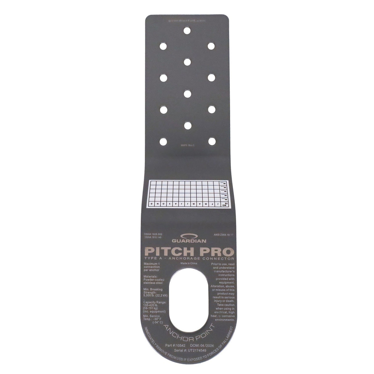 Guardian 10545 Pitch Pro Slotted Roof Anchor for Asphalt Shingle Roofs Gray (25 Pack) - 3