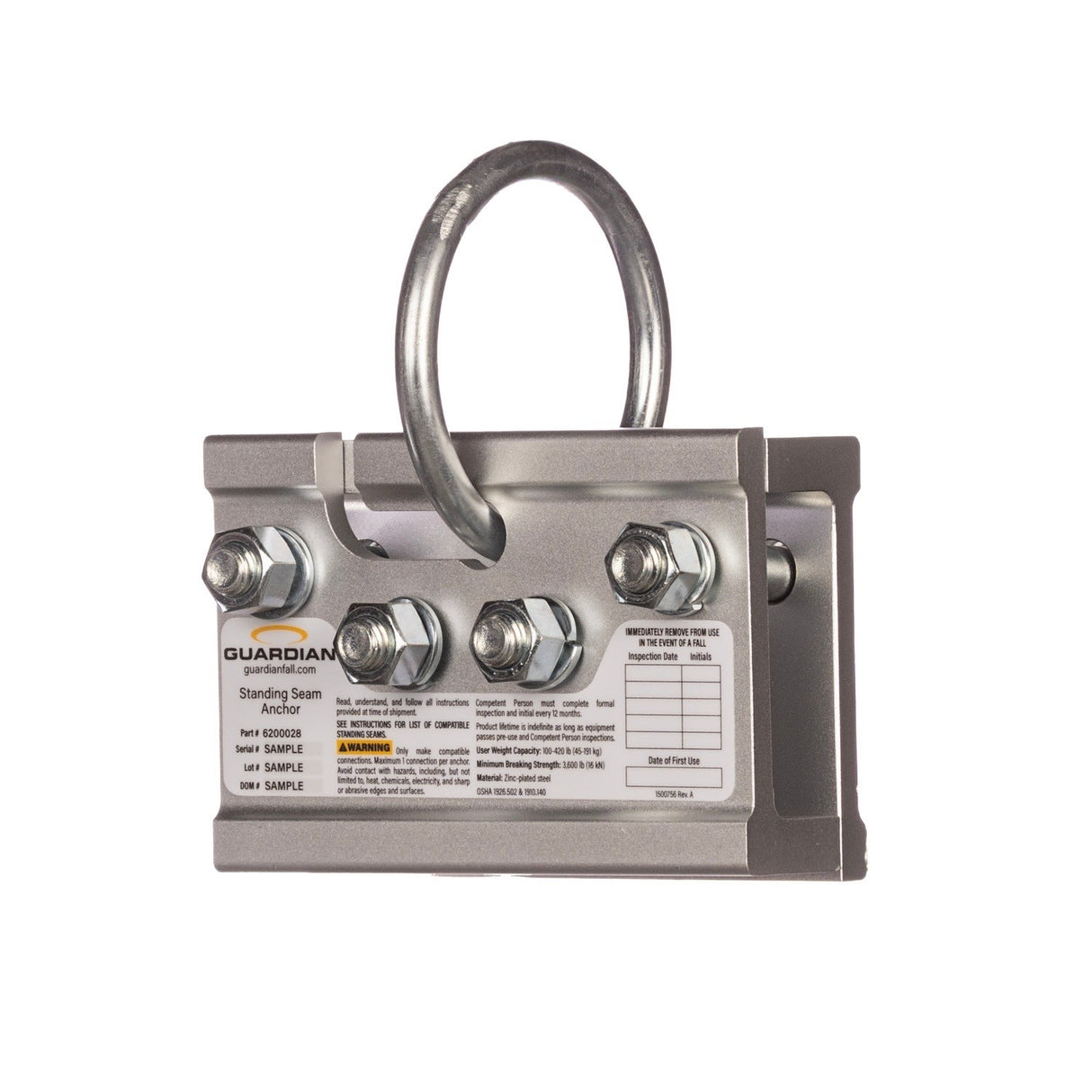 Guardian 10600 2-Way Universal Non-Penetrating Standing Seam Roof Anchor - 3