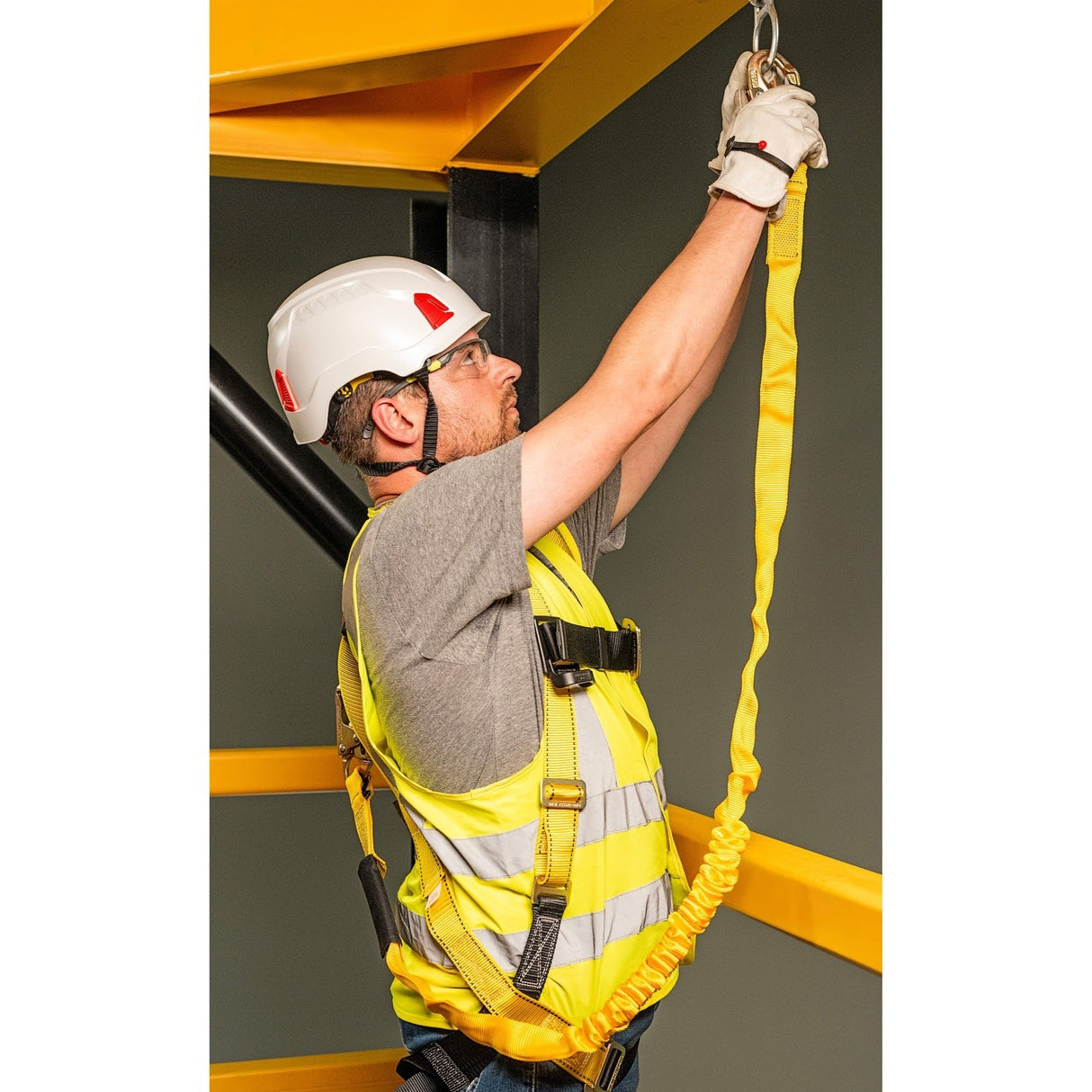 Guardian 11200 6 ft Single Leg Internal Shock Fall Arrest Lanyard with Steel Snap Hooks - 4