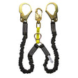 Guardian 11214 Dual Leg Stretch Nylon Y Lanyard with Steel Rebar Hooks 4.5 ft to 6 ft