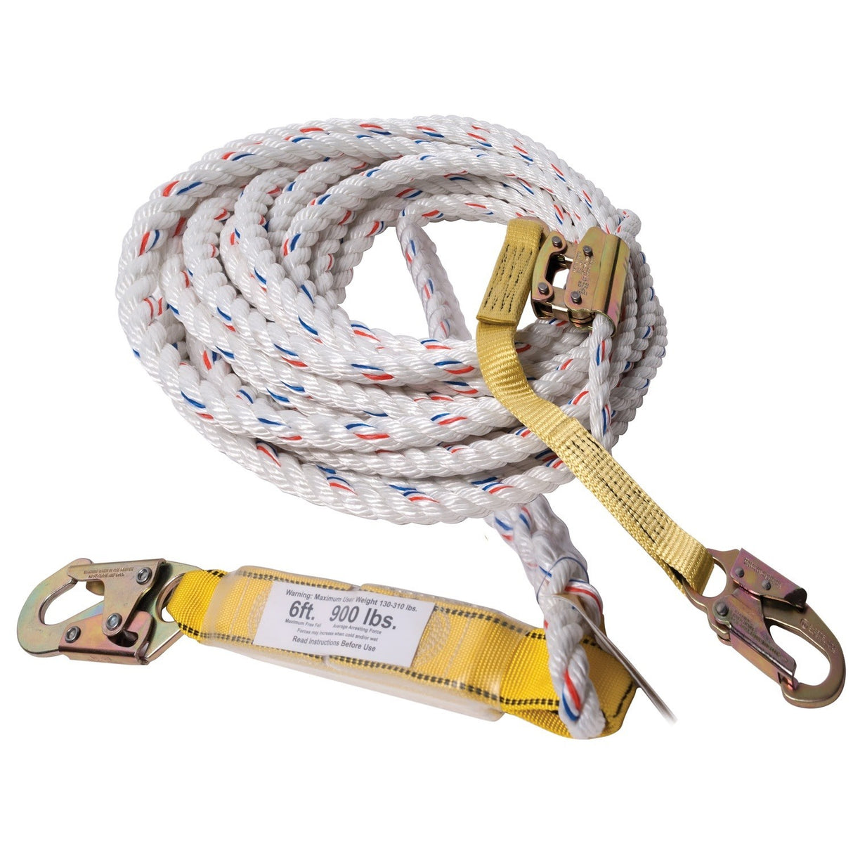 Guardian 11321 25 ft Polydac Rope Vertical Lifeline Assembly with Shock Absorber