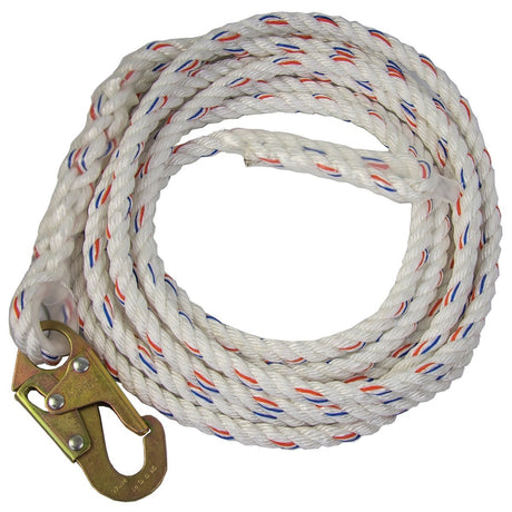 Guardian 11329 25 ft Polydac Rope Vertical Lifeline Assembly with Steel Snap Hook