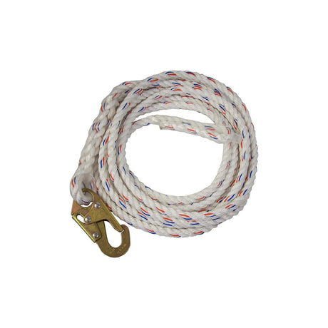 Guardian 11334 150 ft Polydac Rope Vertical Lifeline with Steel Snap Hook End