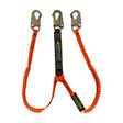 Guardian 11901 Tiger Tail Dual Leg Stretch Lanyard with Steel Snap Hooks 4-1/2 ft to 6 ft