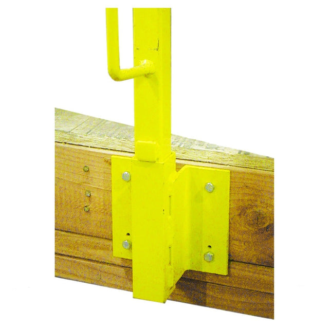 Guardian 15158 Wall-Mounted Guardrail Post Receiver, Yellow Powder Coated Steel, 17 in x 8.5 in x 8 in