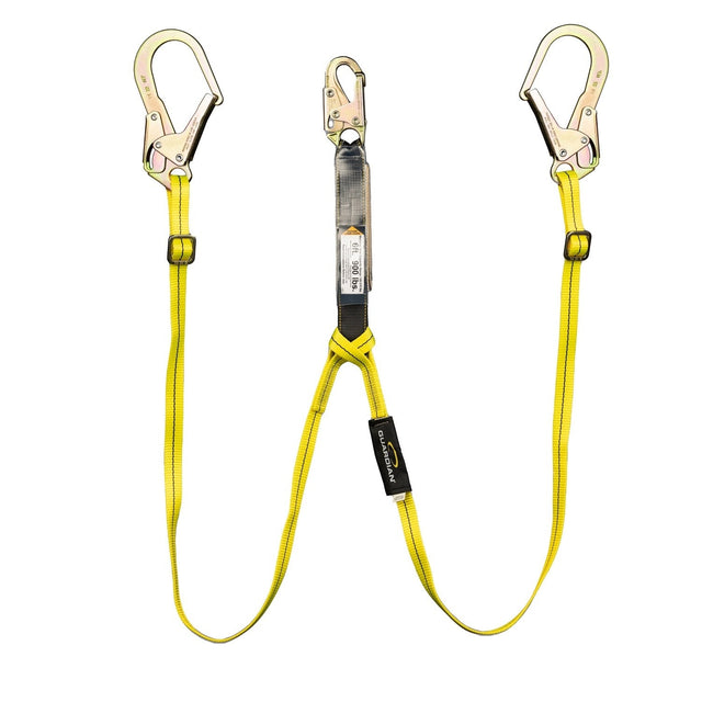 Guardian 20091 4 ft to 6 ft Dual Leg Shock Absorbing Adjustable Lanyard with Steel Rebar Hooks