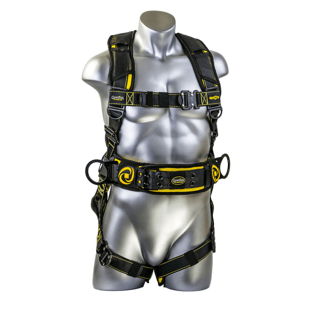 Guardian 21033 Cyclone Construction Harness SM, Black-Yellow, Quick Connect Chest/Leg TB Waist