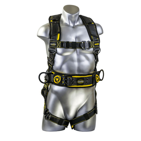 Guardian 21034 Cyclone Construction Harness M-L, Black-Yellow, Quick Connect Chest/Leg TB Waist